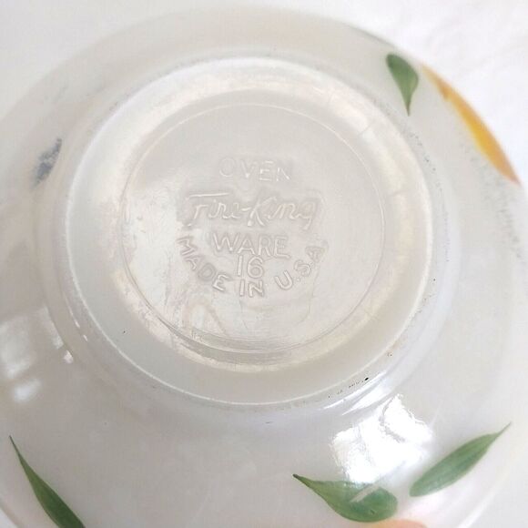 Fire King Fruit Mixing Bowl 6" Pear Hand Painted 1950's Gay Fad Milk Glass #F005 - Picture 8 of 9